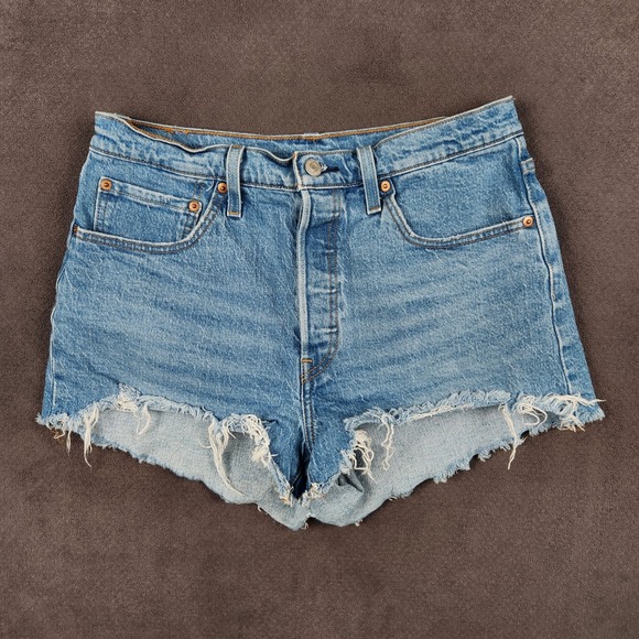 Levi's Pants - Levis 501 Denim Shorts Womens 30 Blue Original High Rise Button Fly Frayed Hem